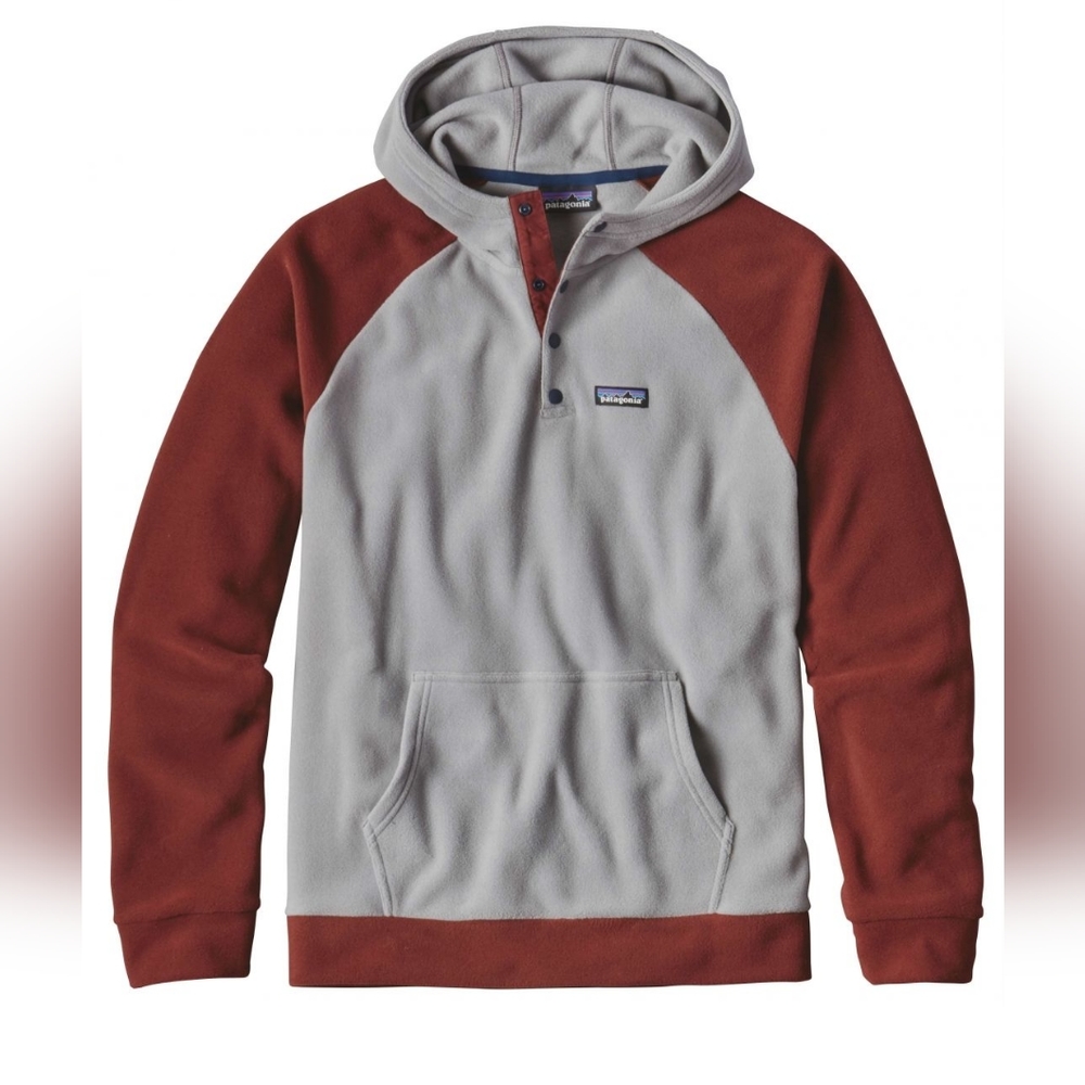 Men's Micro D® Hoody With Snaps Grey and Burgundy Red